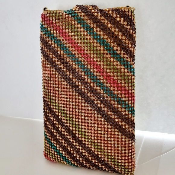 Caleesa Rhinestones Gold Cell Phone Crossbody Bag - Picture 3 of 6